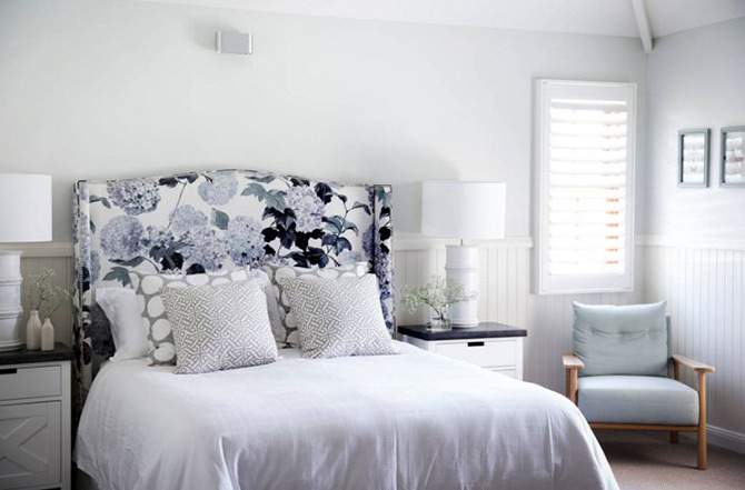 bedhead with floral patterns