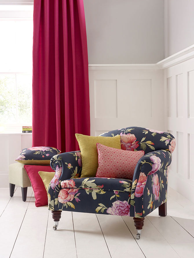 floral patterns and funky reading chairs