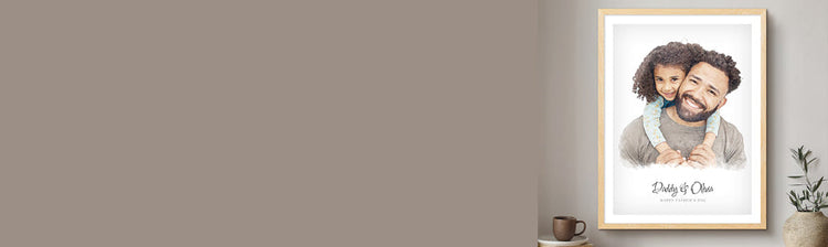 Daddy & Me Custom Portraits | Stretched Canvas & Framed Prints