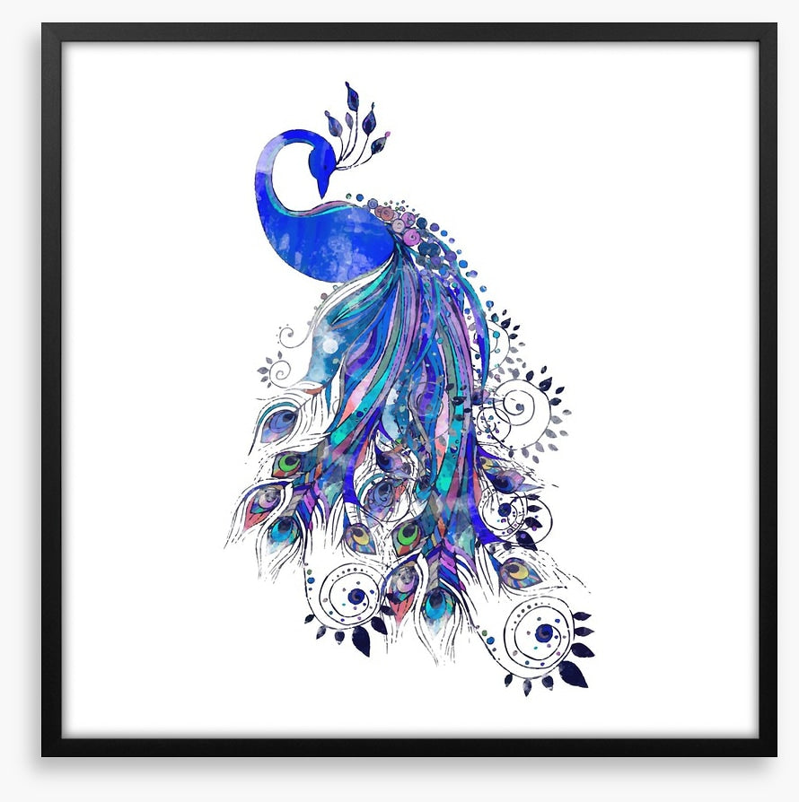 Peacock in ultramarine