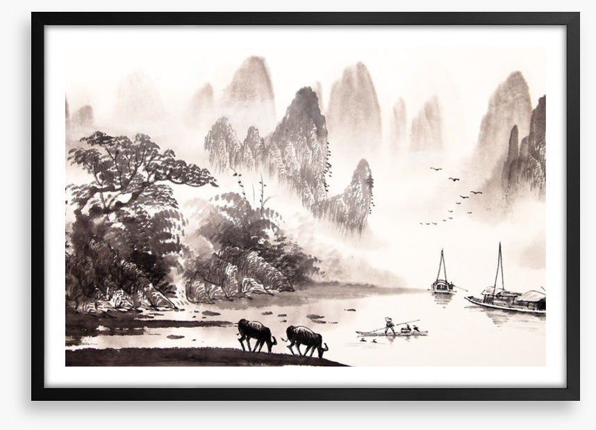 At the misty lake