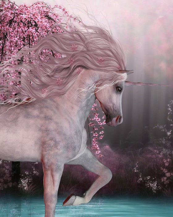 Cherry Blossom Unicorn | Stretched Canvas – Wall Art Prints