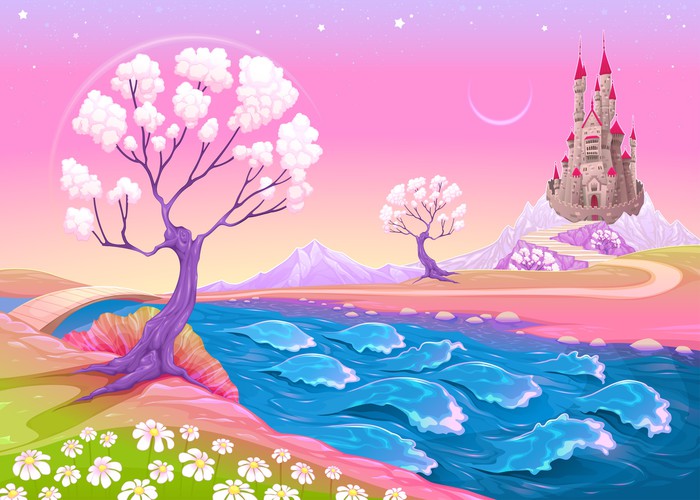 Spring dawn at the fairy castle