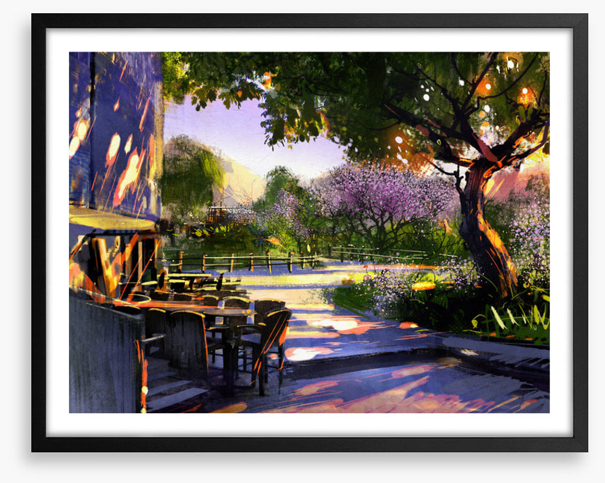 Dappled sunlight cafe