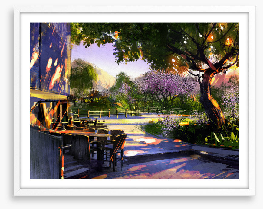 Dappled sunlight cafe