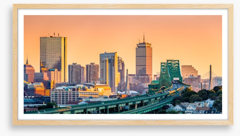 Boston bridge sunset