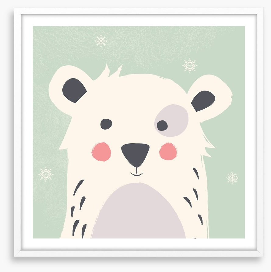 Polar bear with snowflakes