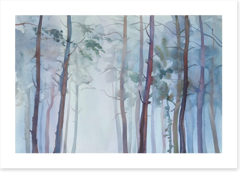 Foggy forest watercolour