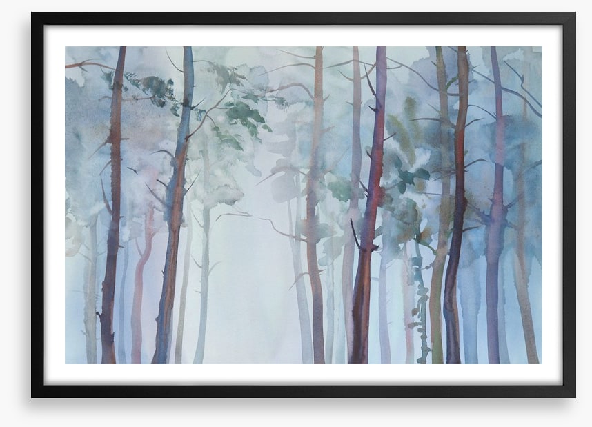 Foggy forest watercolour