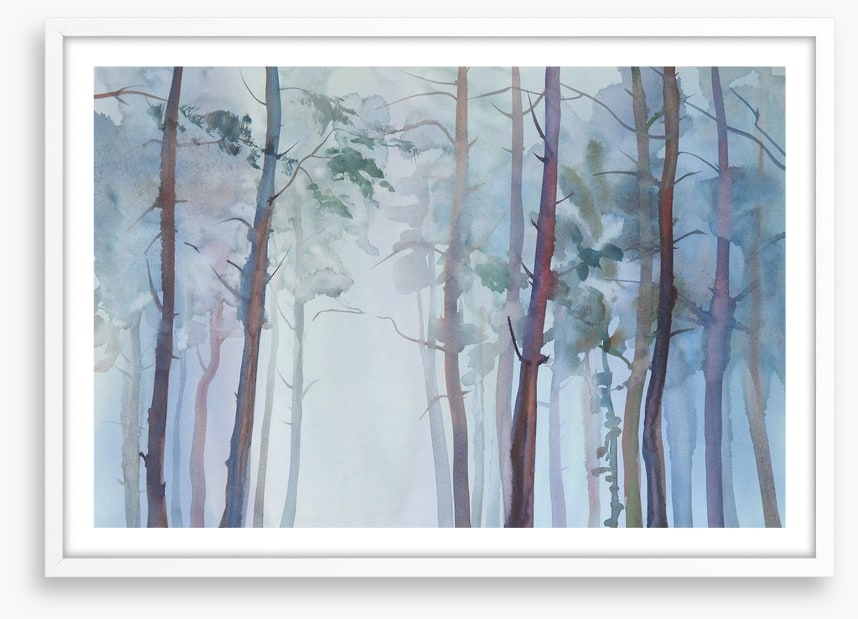 Foggy forest watercolour
