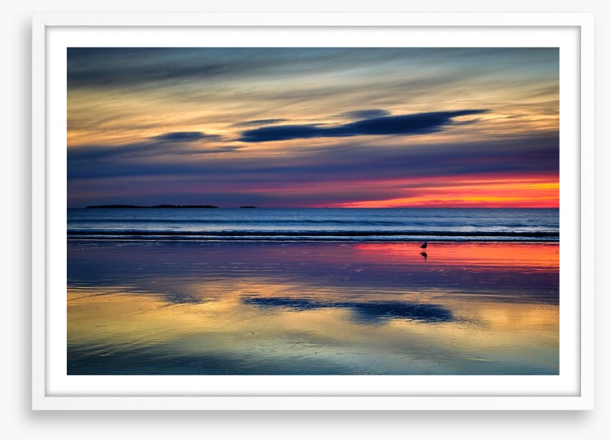 Sunset beach reflections
