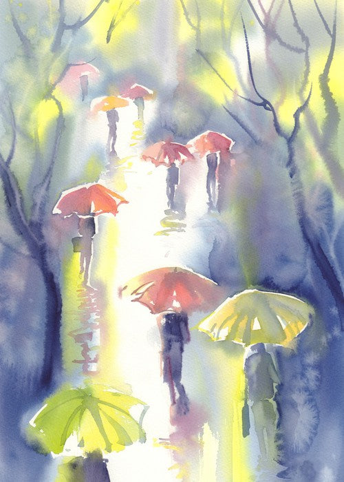 Umbrellas in the rain