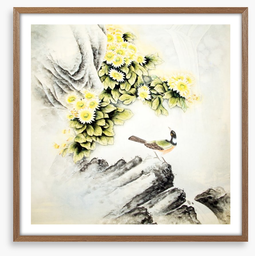 Waterfall blossom bird