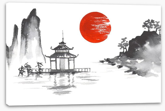 Blood moon and temple