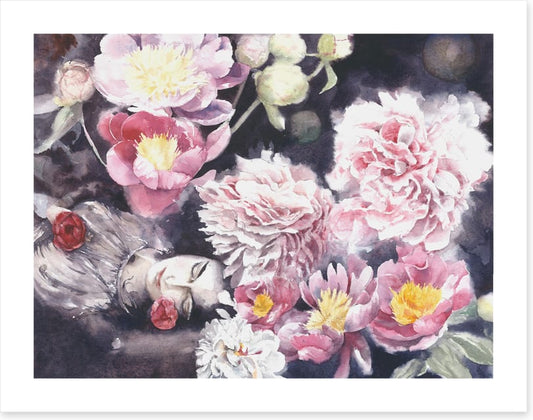 Sleeping under the peonies