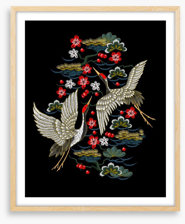 Red flower cranes