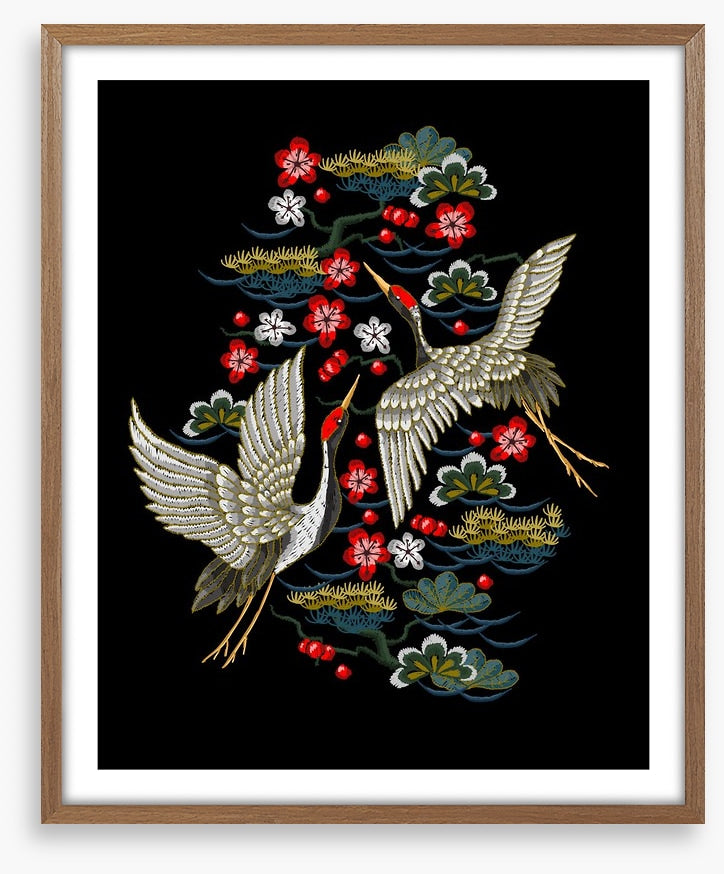 Red flower cranes
