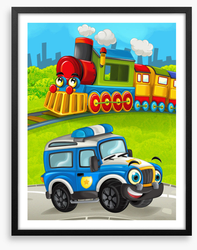Police truck and train
