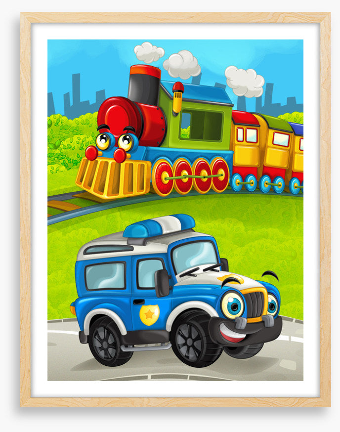 Police truck and train