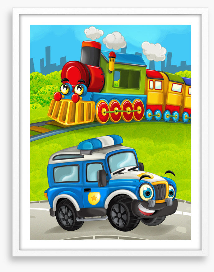 Police truck and train