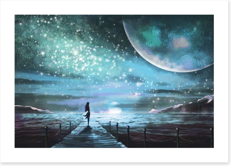 On the moonlit pier