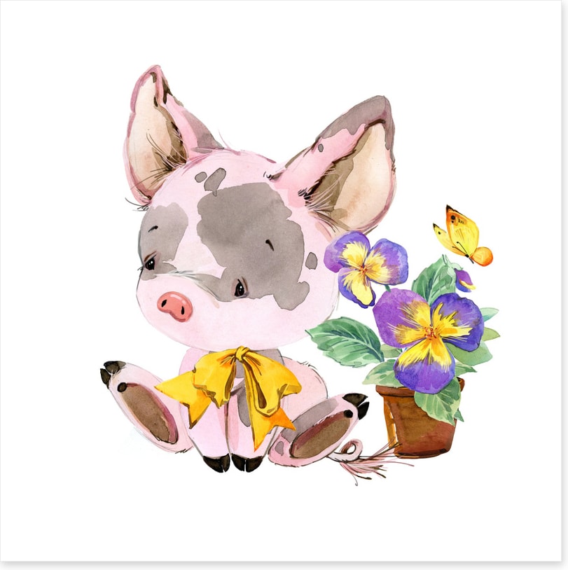 Piglet and pansy 2