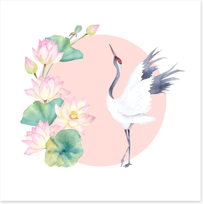Pink lotus crane