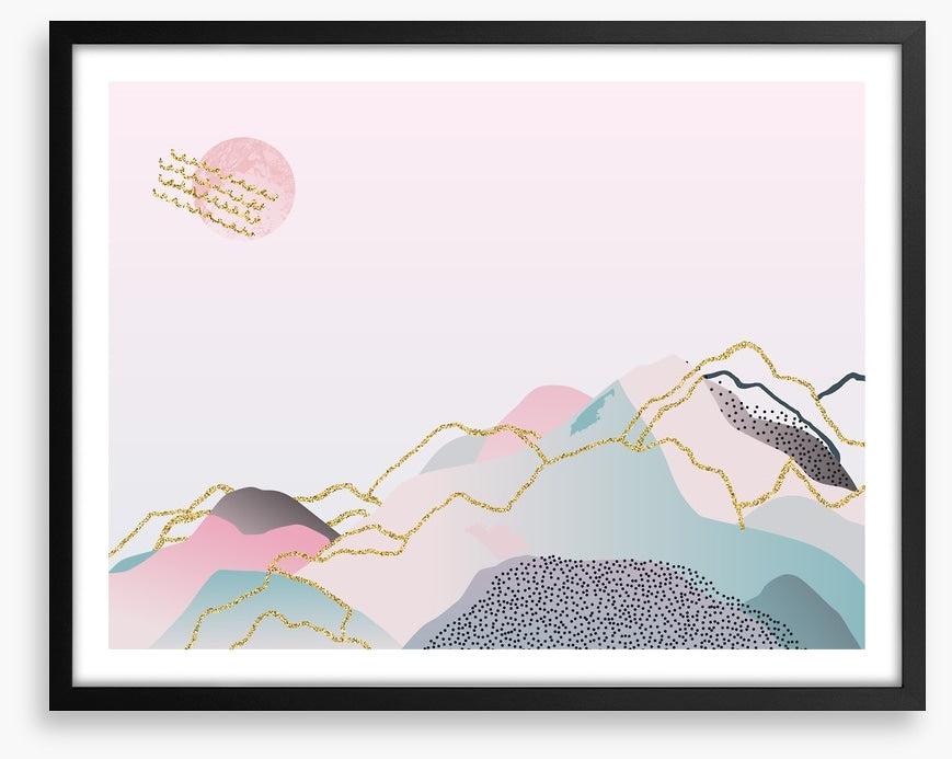 Pink mountain sunrise