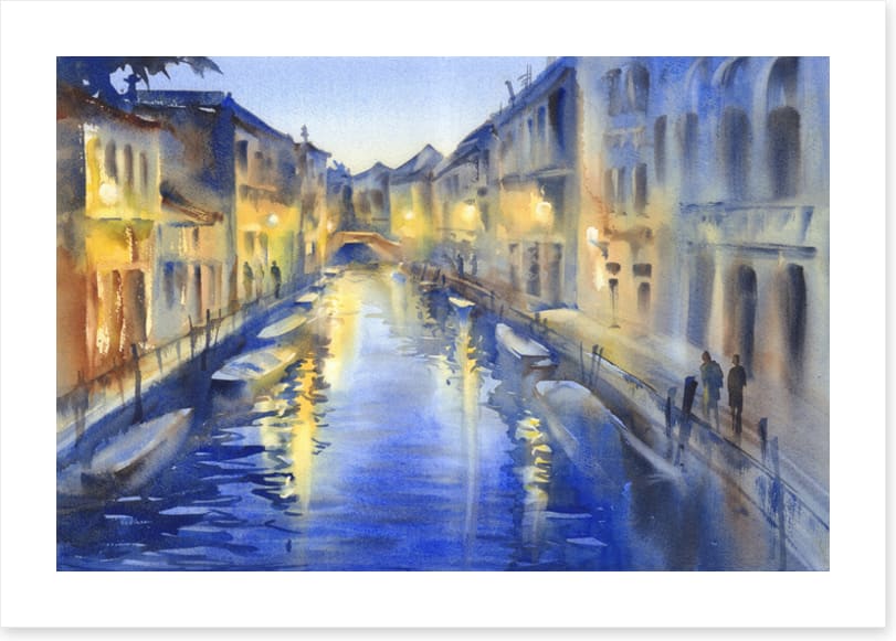 Blue dusk canal