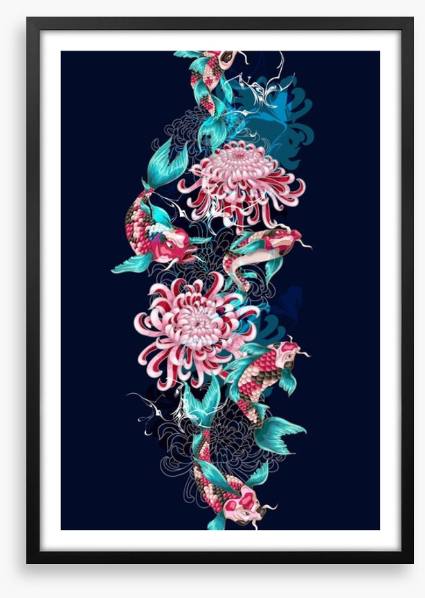 Koi fish and flowers