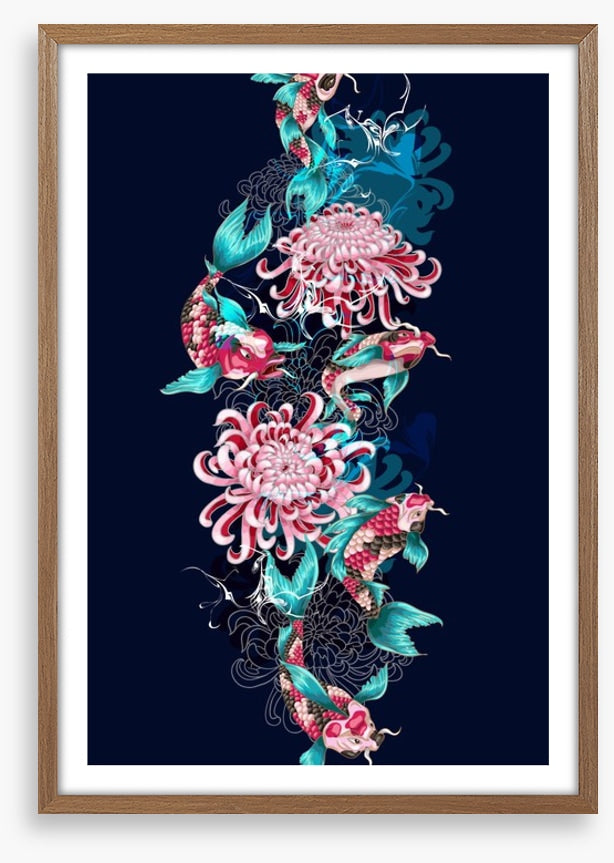 Koi fish and flowers