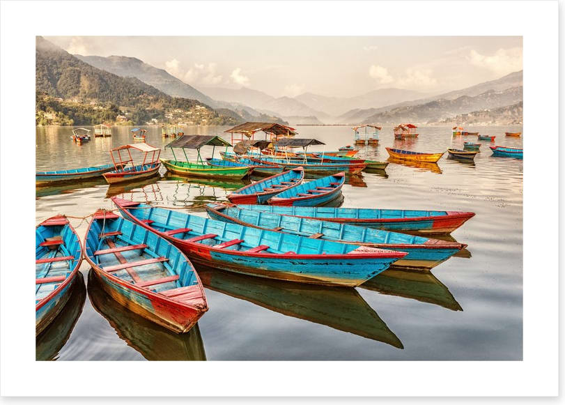 Boats on Lake Fewa, Nepal