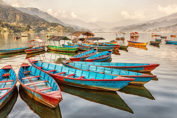 Boats on Lake Fewa, Nepal
