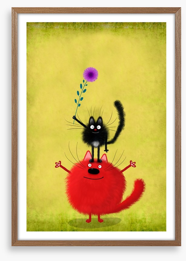 Red cat with mouse