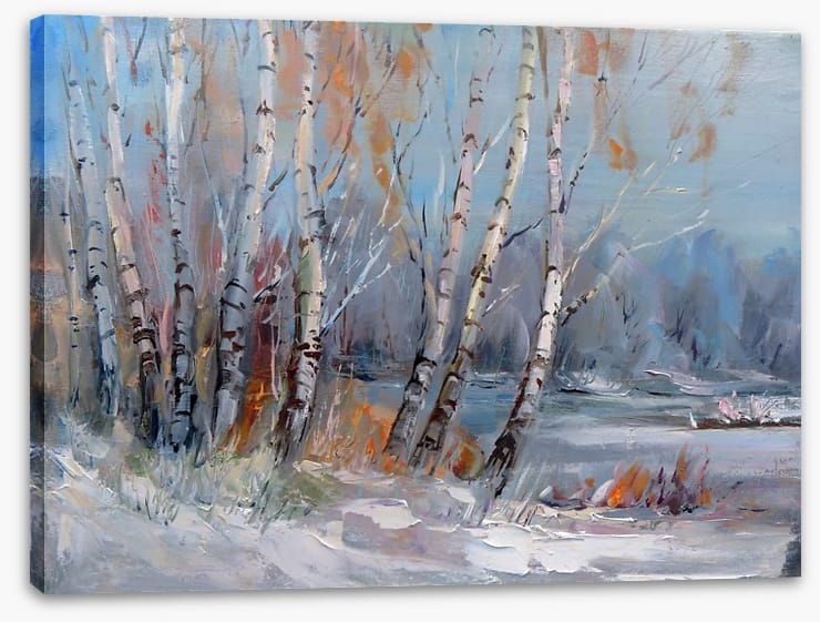 Frozen birch forest