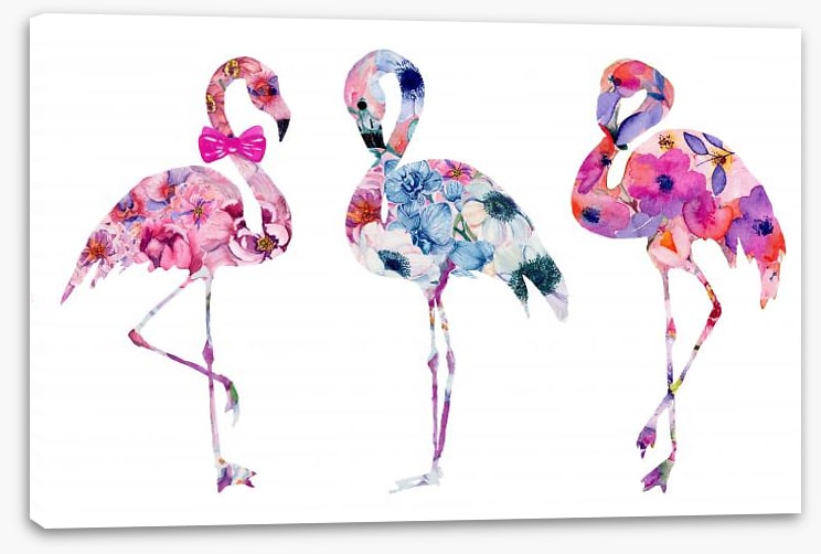 Floral flamingos