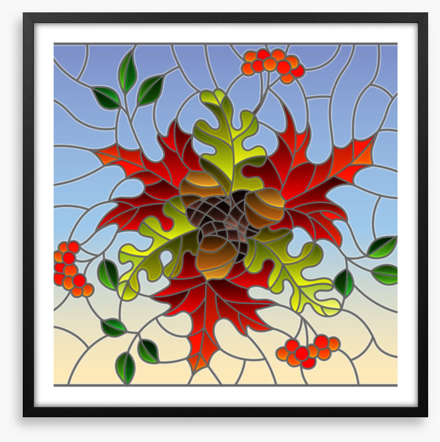 Autumn acorn window
