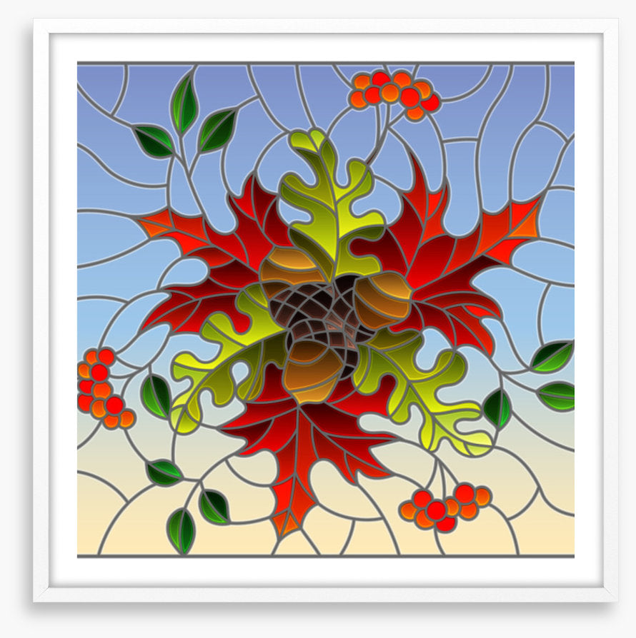 Autumn acorn window