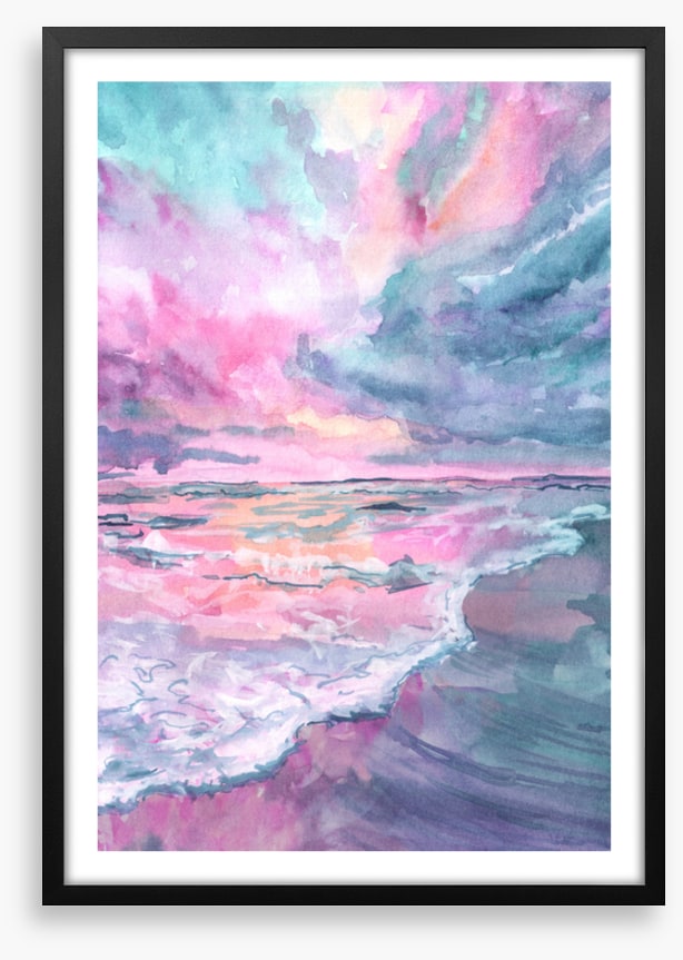 Pink sunrise sea