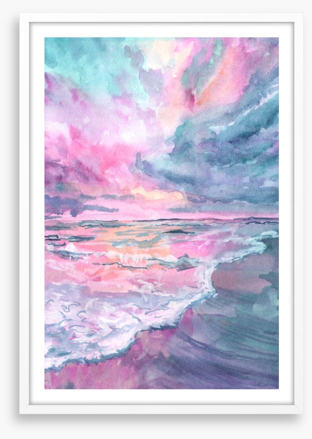 Pink sunrise sea
