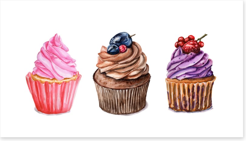 Three berry cupcakes
