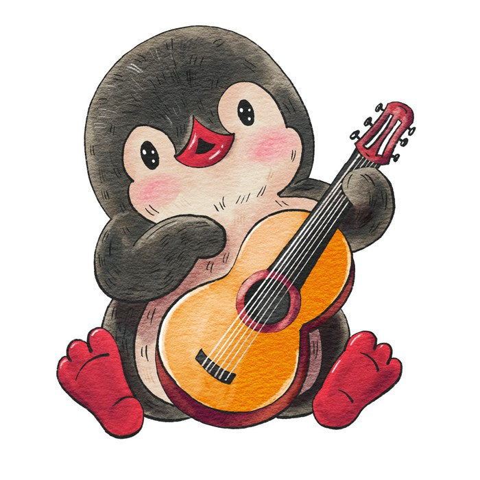 Pingu plays guitar