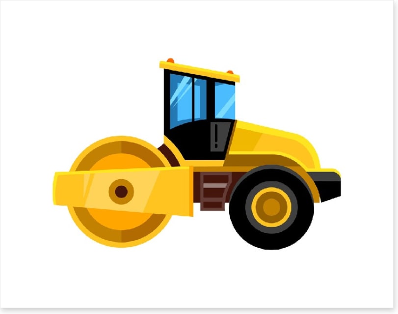Yellow road roller