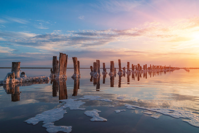 Salty lake sunset