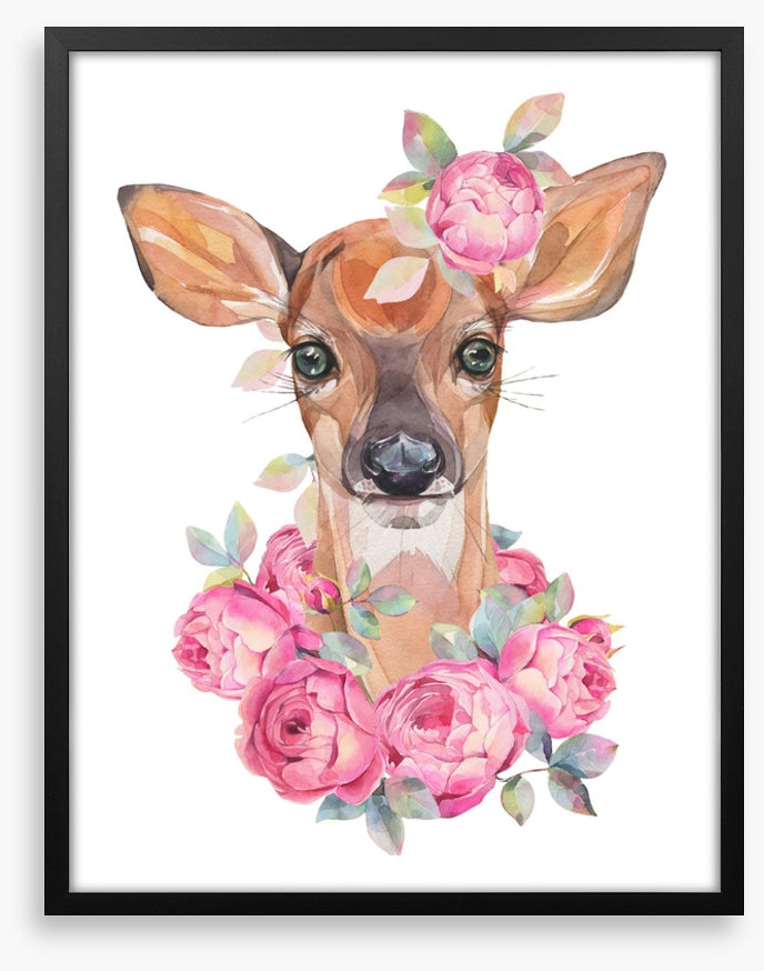 Fawn with flowers