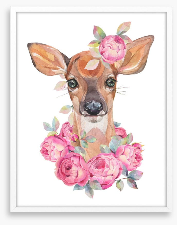 Fawn with flowers