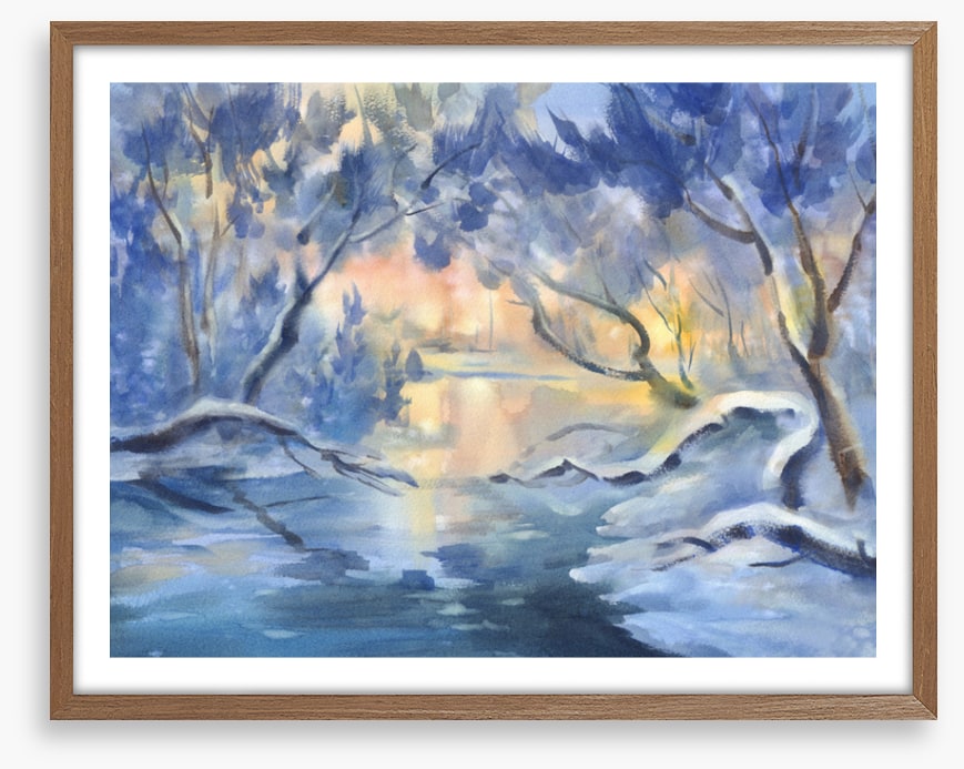 Snowy river dusk