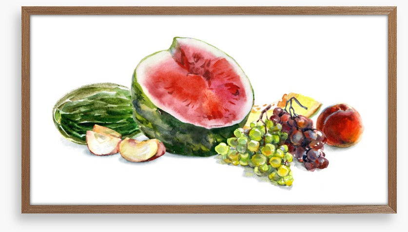With the watermelon