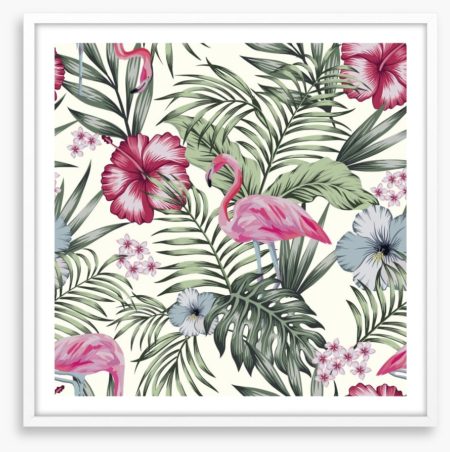 Flamingo in the ferns
