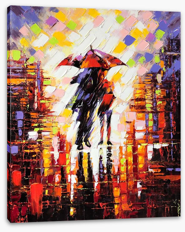 Under an umbrella